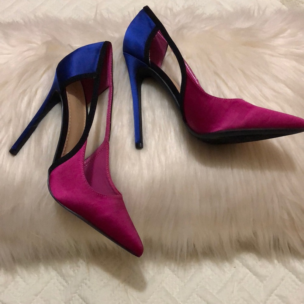 Three color satin heels 5 inch